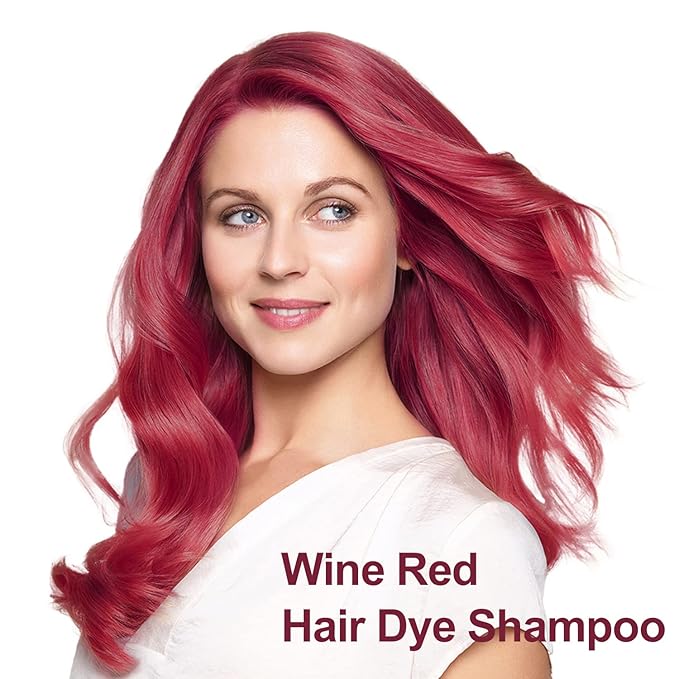 Hair Dye, Hair Dye Shampoo for Women & Men, Color Shampoo Hair Dye 16.9 Fl Oz, Safe and Natural Champu Para Canas (Wine Red)