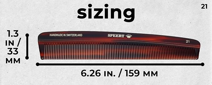 #21 Handmade Narrow Tooth Comb Tortoise Havana Acetate Fine Straight Thin Detangling Parting Grooming Teasing Hair Styling Hairdresser Barber Hairdressing Wet Dry Pocket Travel Women Men Kids