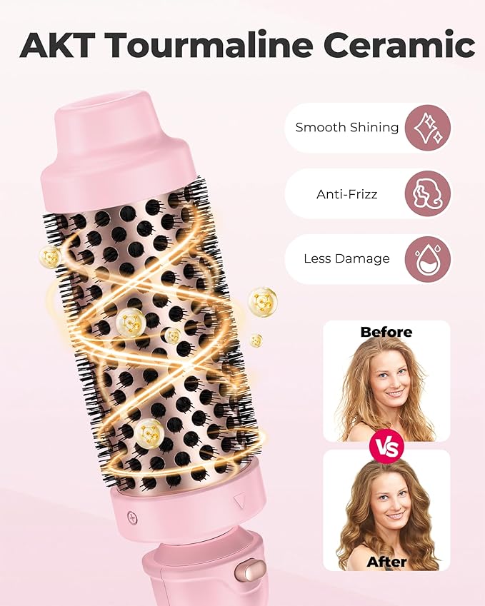 Farery Thermal Brush Set 3 in 1, Ceramic Curling Wand & Hot Brush with 9 Temperatures. 3 Interchangeable Travel Curling Irons for Short, Medium & Long Hair (1.25'', 1.5'' & 1.75'' Barrels)