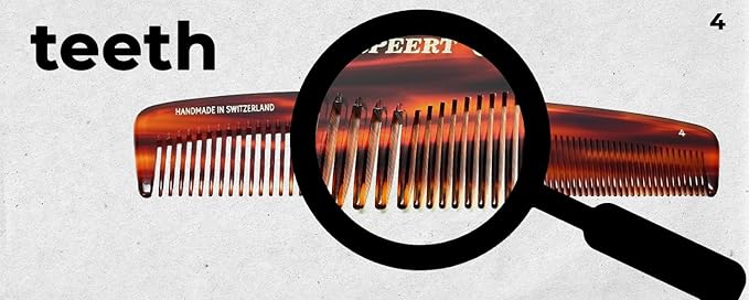 #4 Handmade Wide Narrow Tooth Comb Tortoise Havana Acetate Thick Coarse Curly Thin Fine Straight Hair Detangling Parting Grooming Teasing Styling Hairdresser Barber Hairdressing Wet Dry Pocket