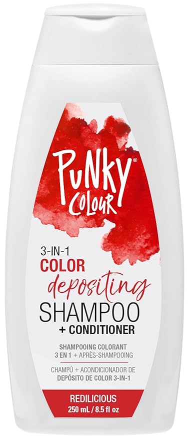 Punky Colour 3-in-1 Color Depositing Conditioner & Hair Cleanser - Redilicious, Semi Permanent Hair Color Conditioner, Cruelty-Free Hair-Dye, 8.5 fl oz.