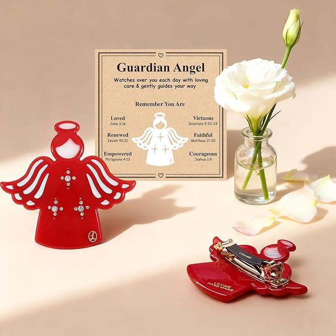 "Worry Angle" Anxiety Relief Gifts for Women Girls, Premium Acetate French Hair Barrette Clip, Cute Unique Birthday Inspirational Gifts, Selfcare Christmas Wishing Well Gifts With Gift Box