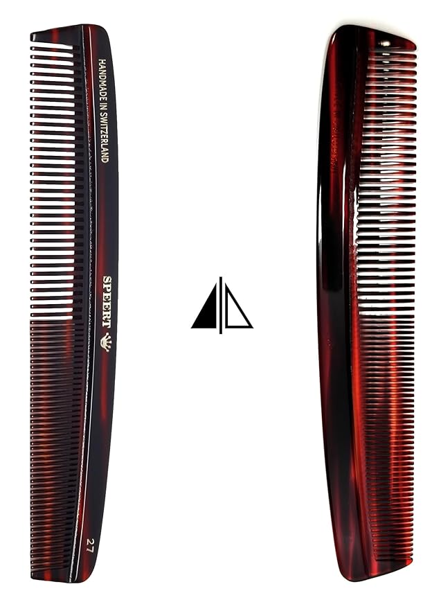#27 Handmade Wide Narrow Tooth Comb Tortoise Havana Acetate Thick Coarse Curly Thin Fine Straight Hair Detangling Parting Grooming Teasing Hair Styling Hairdresser Barber Hairdressing Wet Dry