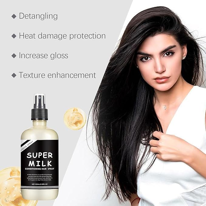 Super Milk Conditioning Hair Primer, Nourish Milk Conditioning Hair Primer, Hair Smooth Spray Hair Care, Softening Moisturizing Nourishing Smooth Hair Care Suitable for Women Men