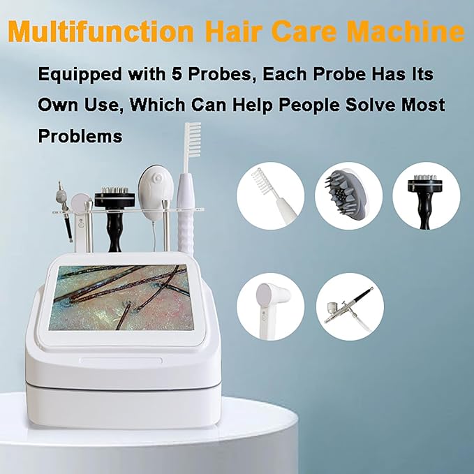 5 in 1 Scalp Skin Hair Follicle Scalp Detector, Multifunction Hair Care Machine Hair Analyzer, 70X 200X Lens Scalp Health Detection for Home Salon Beauty Salon