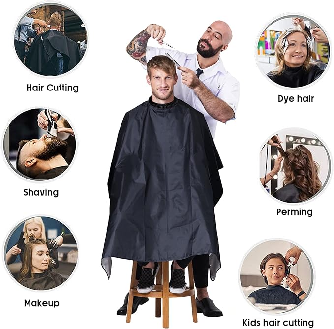 COWDIY Custom Barber Cape Personalized Hair Cutting Capes Add Your Image Text Salon Haircut Cape Hairdressing Apron for Home Salon and Barbershop (55 x 66 Inch)
