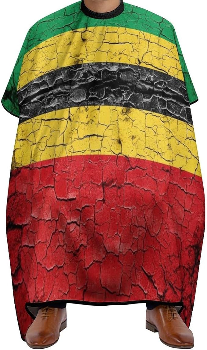 Cut Hair Cape Red Yellow Green Rasta Flag Stripes Haircut Gown, Extra Large Haircut Hairdressing Cloth Apron for Barber Salon, Profession Barbershop Supplies