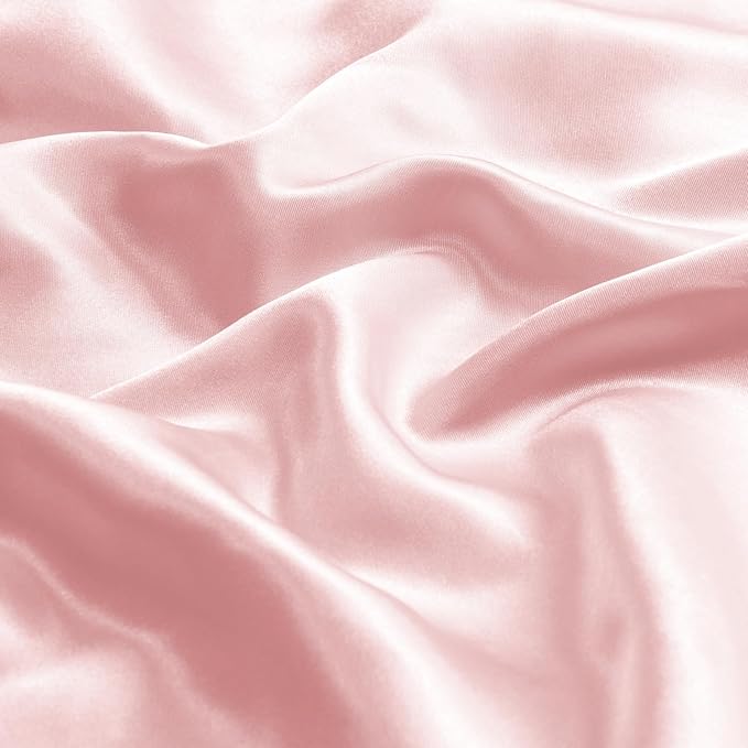 BEDELITE Satin Pillowcase with Zipper, Pink King Size Pillow Cases Set of 2, Super Soft and Cooling Similar to Silk Pillow Cases, Gift for Women Men(20x40 Inches)