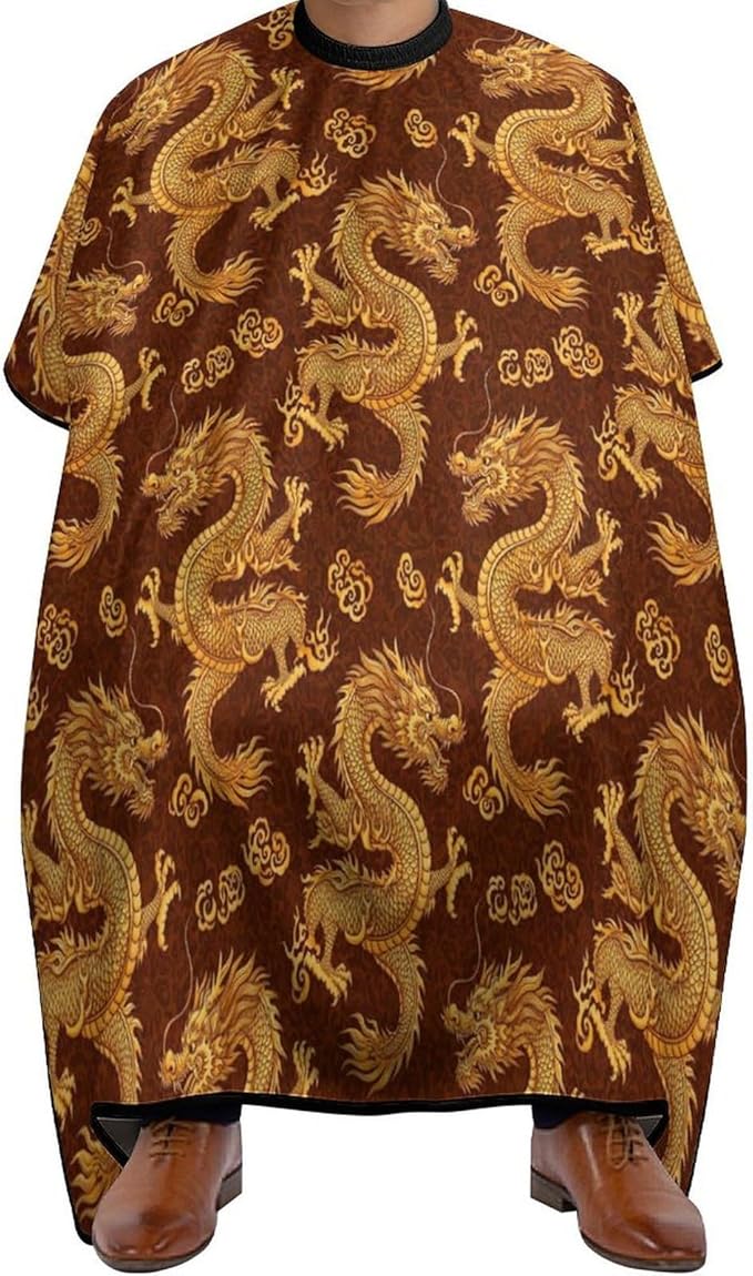 Men Cool Chinese Dragon King Salon Cape, Extra Large Haircut Apron for Hairdressers, Haircut Tools