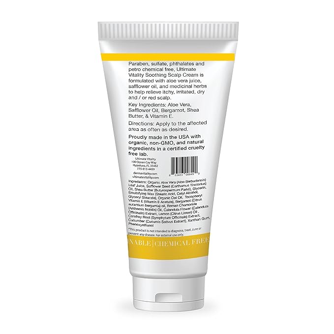 Dermavitality Soothing Moisturizing Scalp Cream Natural Organic Lotion for to moisturize and soothe scalp – 2 Ounces