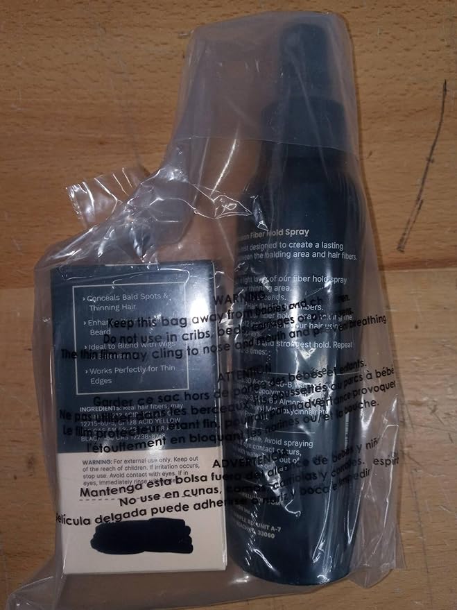 Hair Illusion Dark Brown Real Hair Fibers and Fiber Holding Spray Bundle for Thinning Hair - 100% Natural Texture, Non Synthetic Hair Fibers - Bald Spot Cover Up for Women & Men - 18 Gram