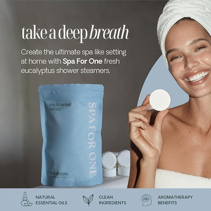 Shower Steamers Aromatherapy 10 Pack - Made in USA with Natural Essential Oils for Christmas Stocking Stuffers, Birthday Gifts for Women and Men, White Elephant, Self Care - Eucalyptus