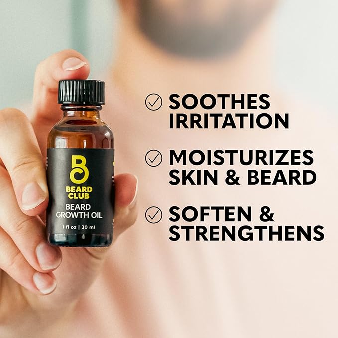 Beard Club Premium Derma Roller & Beard Growth Oil - Microneedling Roller with 540 Titanium Microneedles for Face, Body and Scalp - Beard Roller with Sandalwood & Cedar Beard Oil