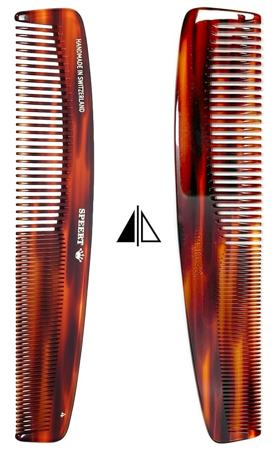 #4 Handmade Wide Narrow Tooth Comb Tortoise Havana Acetate Thick Coarse Curly Thin Fine Straight Hair Detangling Parting Grooming Teasing Styling Hairdresser Barber Hairdressing Wet Dry Pocket