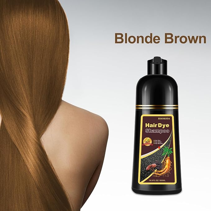 Hair Dye, Hair Dye Shampoo for Women & Men, Color Shampoo Hair Dye 16.9 Fl Oz, Safe and Natural Champu Para Canas (Blonde Brown)