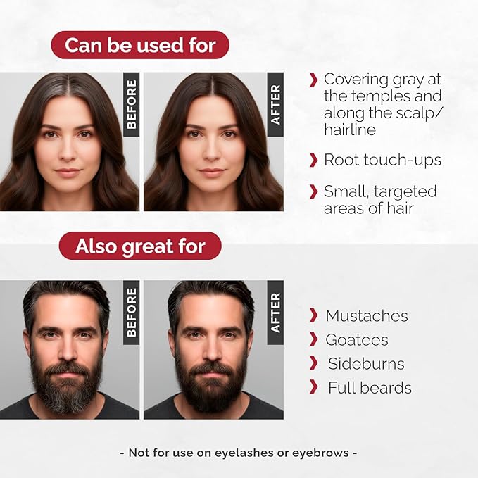 RB RENATA BEAUTY Tint Kit – Cream Hair Dye Kit with Developer and Application Brush for Spot Coloring - Covers Gray Hairs, Smudge-Proof, Long-Lasting Up to 4 Weeks, 20 Applications [Graphite]