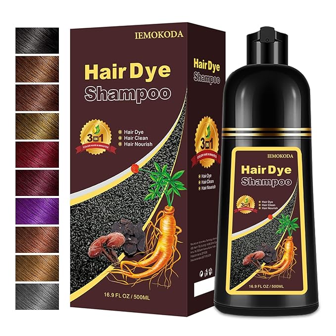 Hair Dye, Hair Dye Shampoo for Women & Men, Color Shampoo Hair Dye 16.12 Fl Oz, Safe and Natural Champu Para Canas (Dark Coffee)