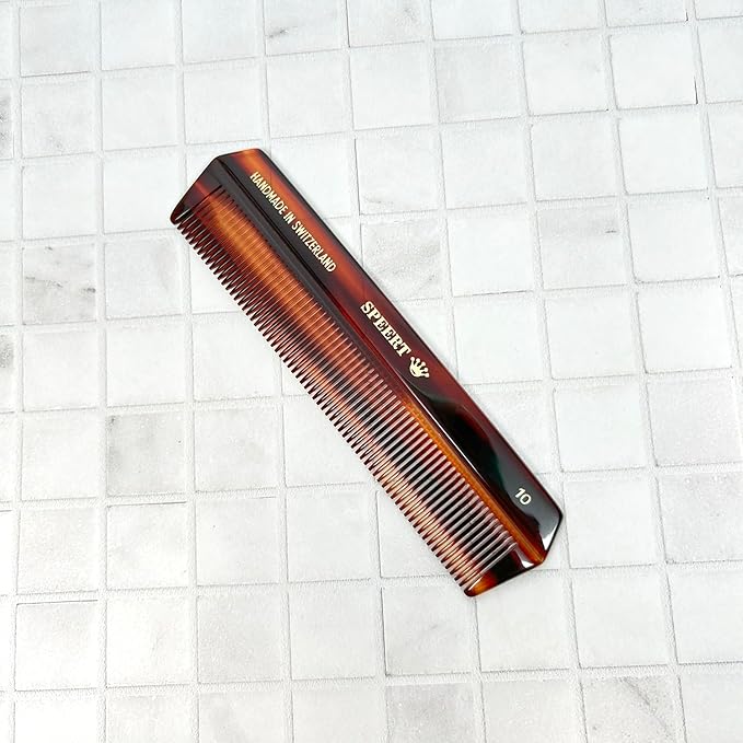 #10 Handmade Narrow Tooth Comb Tortoise Havana Acetate Fine Straight Thin Detangling Parting Grooming Teasing Hair Styling Hairdresser Barber Hairdressing Wet Dry Pocket Travel Women Men Kids