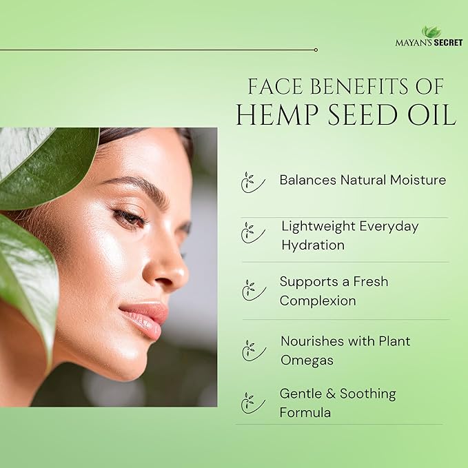 Mayan’s Secret 4fl oz Hemp Seed Oil Organic USDA Certified Glass Bottle with Drpper for Skin Care Hair Care Body Massage