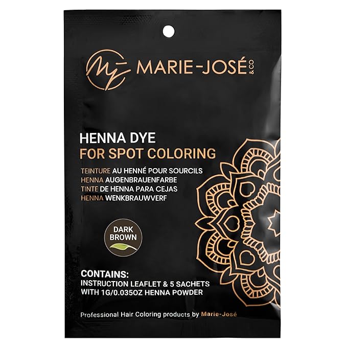 Marie-José & Co Henna Dye Set - Professional Grade Henna Tint for Spot Coloring - Good for 50 Applications (Dark Brown)
