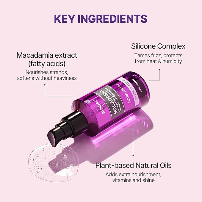 KUNDAL Ultra Macadamia Oil Hair Serum [Cherry Blossom]- Korean Hair Care Premium Hair Oil, Intense Repair, Deep Nourishment, Frizz Control for All Hair Types 3.38fl oz (Pack of 1) Stocking Stuffers