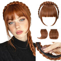 SARLA Braided Headband with 3 Detachable Clip in Bangs Fringe Hairpieces Fake Synthetic Hair Band Bangs for Women Tizian Red