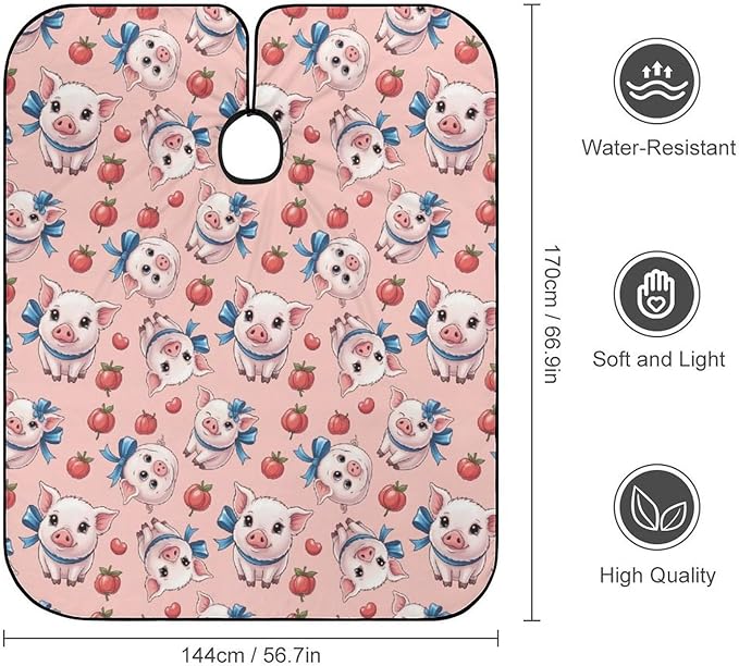 Men Women Magic Pink Pig Salon Cape, Adjustable Hairdresser Apron for Hair Cutting Styling, Easy Clean