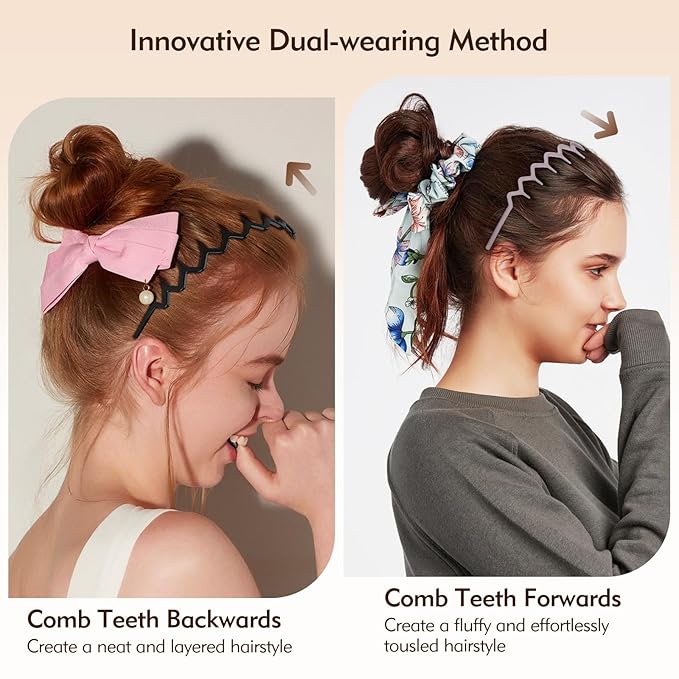 Zig Zag Headbands - 4Pcs Non Slip Comb Headband with Teeth for Women Classic Wavy Claw Headband for Men‘s Women's Hair Fashion Hair Accessories