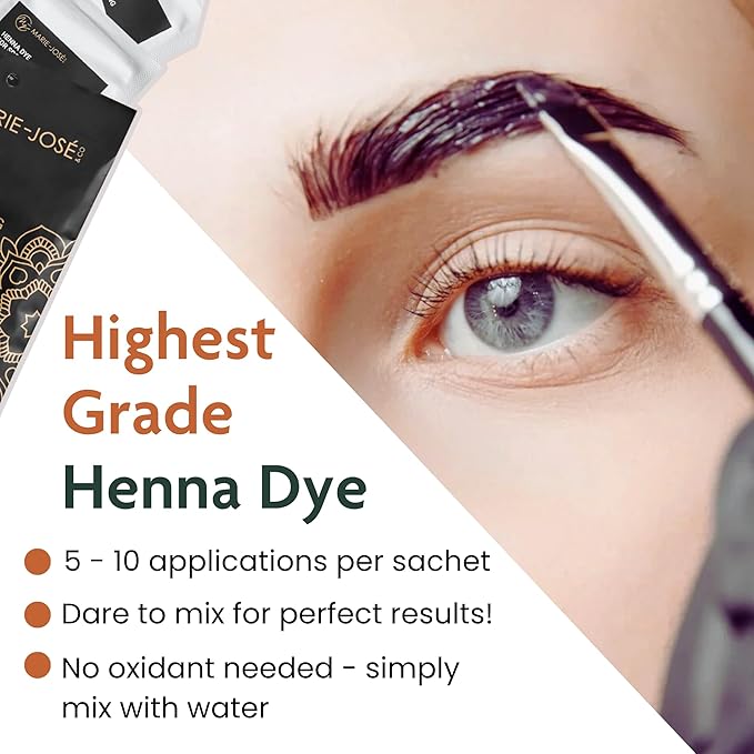 Marie-José & Co Henna Dye Set - Professional Henna Tint for Spot Coloring - Good for 50 Applications (Medium Brown)