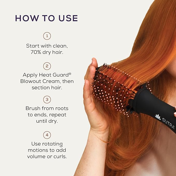 SUTRA Infrared Blowout Brush, 3" - All-in-One Infrared Heated & Ionic Round Dryer Brush for All Hair Types - Professional Thermal Styling Hair Tools for Blow Out - Volumizing Hot Air Brushes