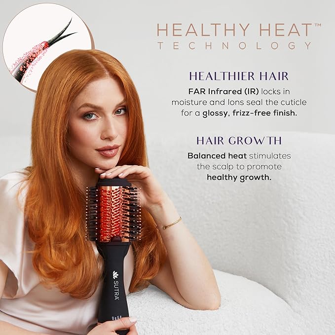 SUTRA Infrared Blowout Brush, 3" - All-in-One Infrared Heated & Ionic Round Dryer Brush for All Hair Types - Professional Thermal Styling Hair Tools for Blow Out - Volumizing Hot Air Brushes