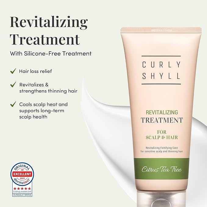 CURLYSHYLL Revitalizing Treatment for Scalp & Hair | Silicone-Free Fortifying Conditioner | Daily Care for Thinning Hair | Citrus Tea Tree | 250ml
