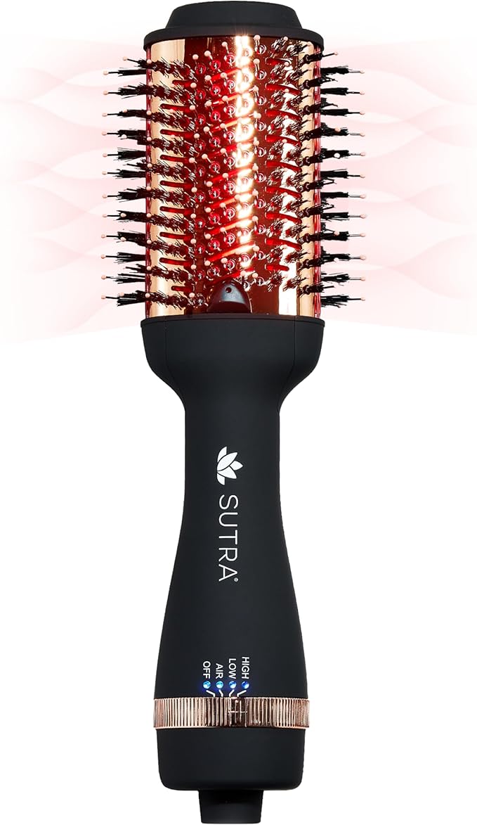 SUTRA Infrared Blowout Brush, 3" - All-in-One Infrared Heated & Ionic Round Dryer Brush for All Hair Types - Professional Thermal Styling Hair Tools for Blow Out - Volumizing Hot Air Brushes