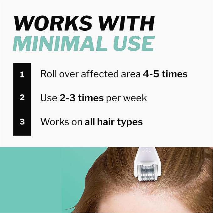 Shapiro MD Microneedle Dermal Roller, Exfoliate and Invigorate Scalp, 0.25 mm Needles, Painless Design