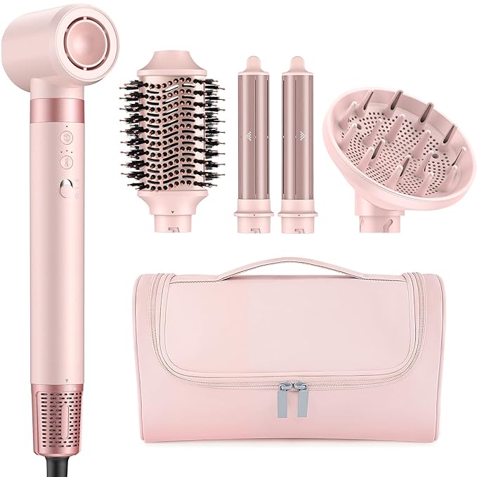5 in 1 High-Speed Hot Air Styler - Professional Frizz-Free Hair Dryer Brush, Fast Drying Hair Dryer with Diffuser, No Heat Damage Air Styler Wrap - Curl, Volumize Gift for Women