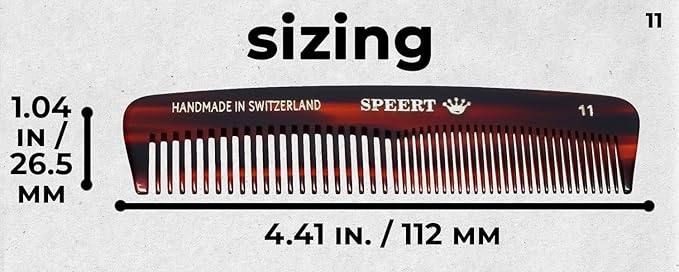 #11 Handmade Wide Narrow Tooth Comb Tortoise Havana Acetate Thick Coarse Curly Thin Fine Straight Hair Detangling Parting Grooming Teasing Hair Styling Hairdresser Barber Hairdressing Wet Dry