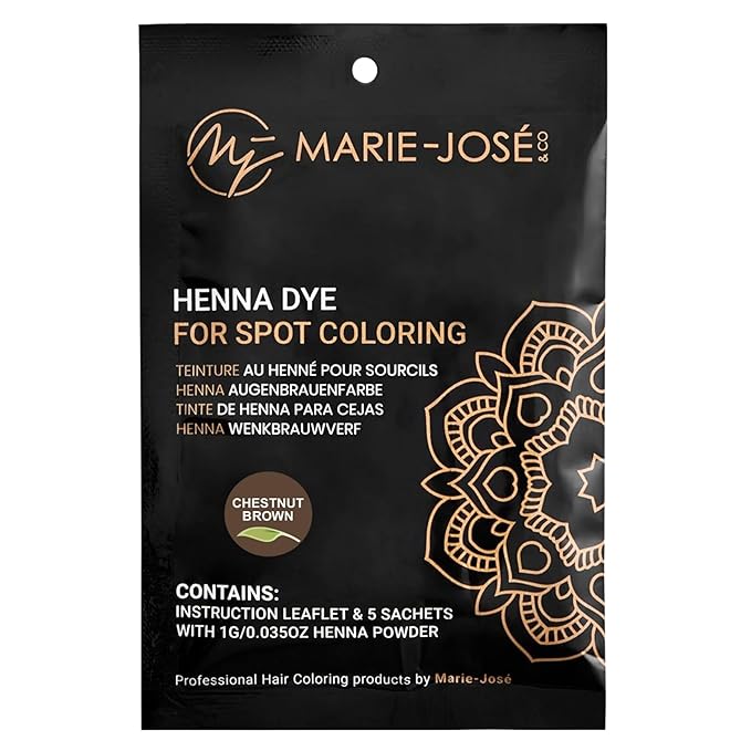 Marie-José Henna Dye - Professional Henna Tint for Spot Coloring - Covers Grey Hair - Root Touch Up - Good for 50 Applications (Chestnut)