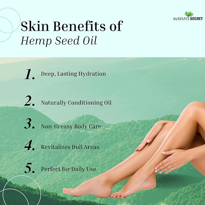 Mayan’s Secret 4fl oz Hemp Seed Oil Organic USDA Certified Glass Bottle with Drpper for Skin Care Hair Care Body Massage