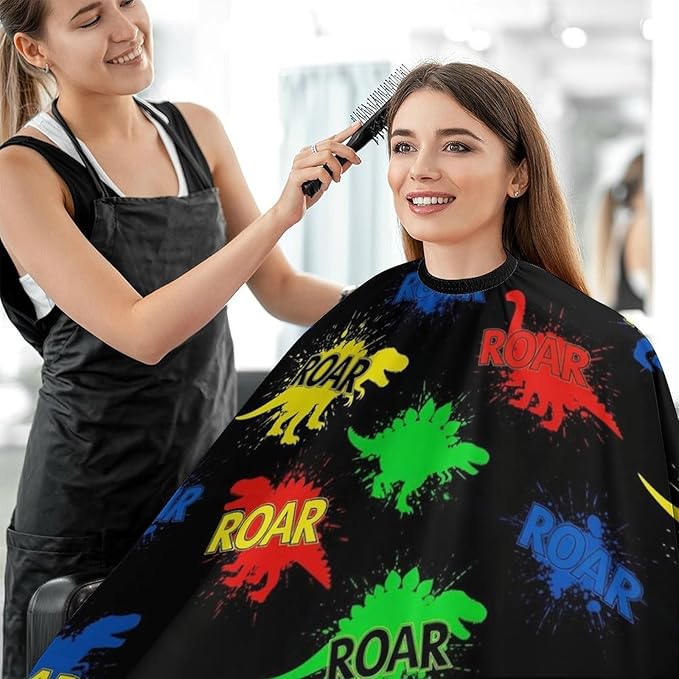 Salon Barber Cape Cool Dinosaur Haircuting Salon Cape Gown, Lightweight Hairdresser Apron for Hair Dye, Barber Aceessories