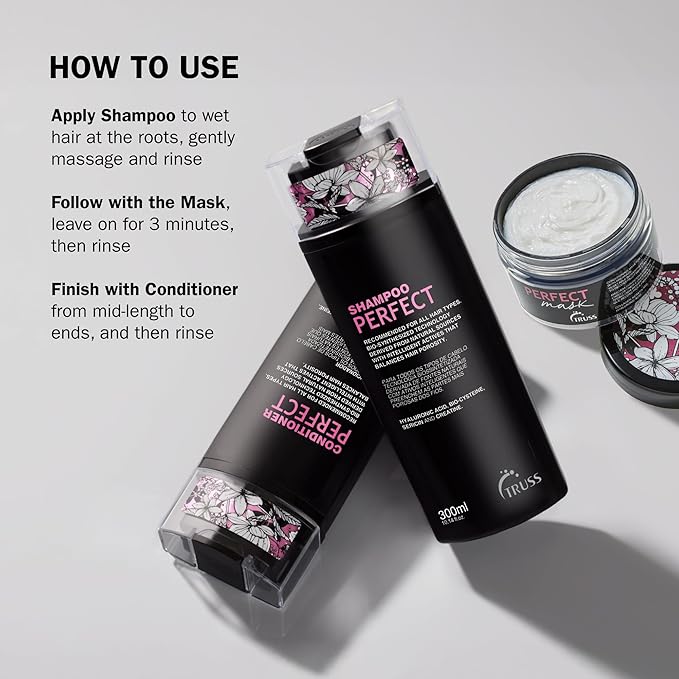 TRUSS Perfect Hair Mask with Collagen, Keratin & Hyaluronic Acid - Deep Conditioning Hair Treatment - Intense Moisture & Hydration - Repairs Fine, Thinning, Brittle, Dry Damaged Hair