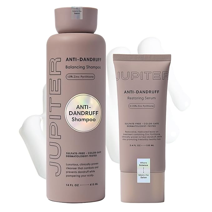 Jupiter Balancing Shampoo and Restoring Serum - Anti Dandruff Shampoo & Serum for Flaky, Itchy, Oily, & Dry Scalp - Nourishes Scalp, Reduces Breakage & Flakes - Color-Safe, Sulfate-Free, Paraben-Free