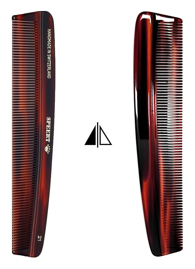 #21 Handmade Narrow Tooth Comb Tortoise Havana Acetate Fine Straight Thin Detangling Parting Grooming Teasing Hair Styling Hairdresser Barber Hairdressing Wet Dry Pocket Travel Women Men Kids