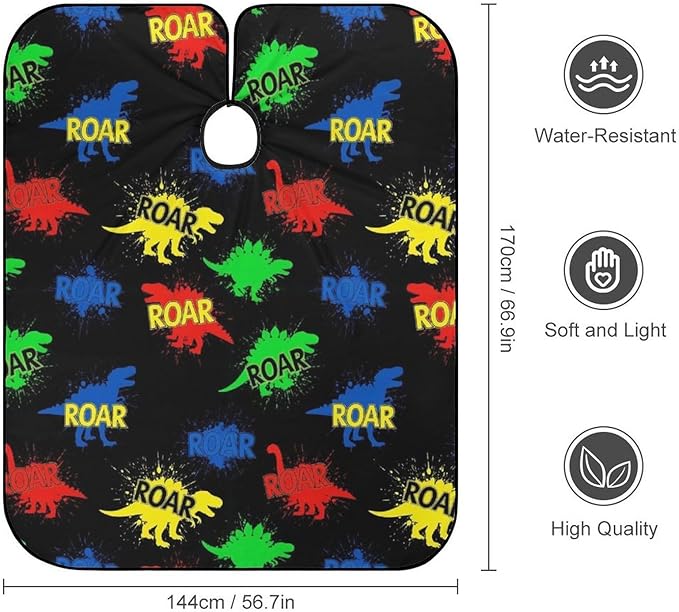 Salon Barber Cape Cool Dinosaur Haircuting Salon Cape Gown, Lightweight Hairdresser Apron for Hair Dye, Barber Aceessories