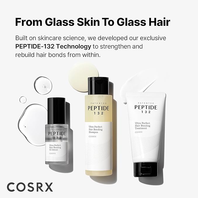 COSRX PEPTIDE 132 Hair Care Set - Bonding Shampoo, Treatment & Oil Serum, Bond Repair Treatment Hair Gift Set for Damaged, Dry Hair, Scalp Treatment for Dandruff, Dry & Itchy Scalp, Stocking Stuffers