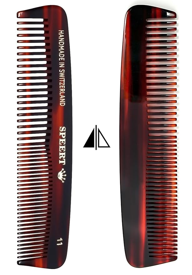 #11 Handmade Wide Narrow Tooth Comb Tortoise Havana Acetate Thick Coarse Curly Thin Fine Straight Hair Detangling Parting Grooming Teasing Hair Styling Hairdresser Barber Hairdressing Wet Dry