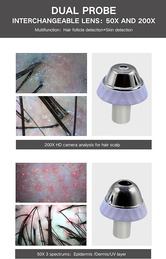 11 Inch Skin Analyzer Machine Professional Scalp Detector Hair Follicles Oil Moisture Tester Digital Hair Microscope Facial Skin Scalp Analysis Machine 50X-200X