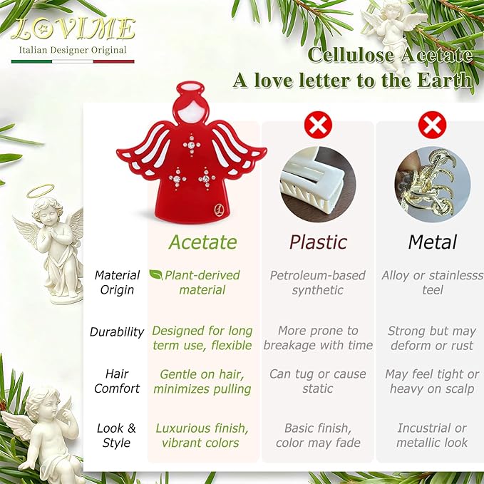 "Guardian Angel" Inspirational Gifts for Women Girls Premium Acetate French Hair Barrette Clip, Unique Cute Birthday Gifts, Christmas Wishing Well Anxiety Relief Christian Gifts With Gift Box