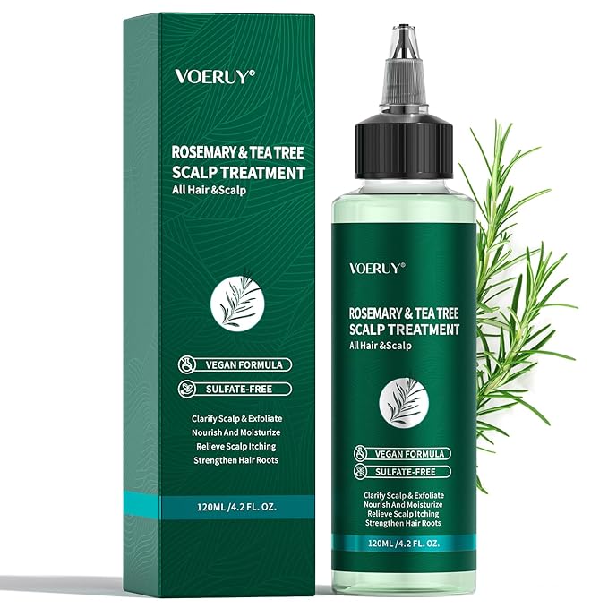 Scalp Treatment, Rosemary Refreshing Scalp Treatment with Tea Tree, Clarifying Build Up & Purifying, Leave-In Scalp Detox for Dry Itchy Scalp,Vegan & Cruelty-Free,120ML