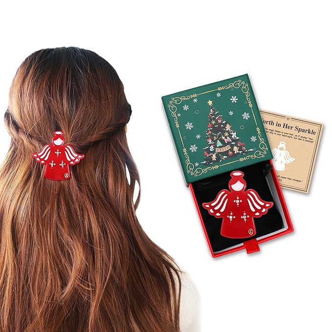 "Guardian Angel" Inspirational Gifts for Women Girls Premium Acetate French Hair Barrette Clip, Unique Cute Birthday Gifts, Christmas Wishing Well Anxiety Relief Christian Gifts With Gift Box
