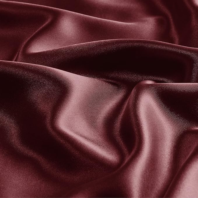 BEDELITE Satin Pillowcase with Zipper, Burgundy Pillow Cases Queen Size Set of 2, Super Soft and Cooling Similar to Silk Pillow Cases, Gift for Women Men(20x30 Inches)